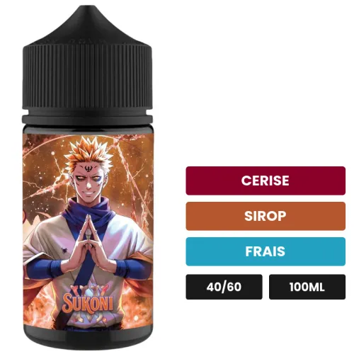 E-liquide Sukoni de MIV by Made in Vape, 100 ml, saveurs cerise, sirop et frais.