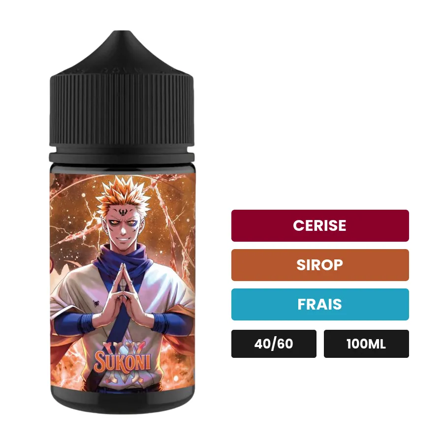 E-liquide Sukoni de MIV by Made in Vape, 100 ml, saveurs cerise, sirop et frais.