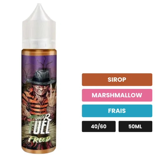 E-liquide Freed de Maison Fuel, 50 ml, saveurs sirop, marshmallow et frais.