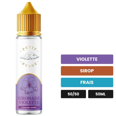 E-liquide Sironade Violette de Petit Nuage, 50 ml, saveurs violette, sirop et frais.