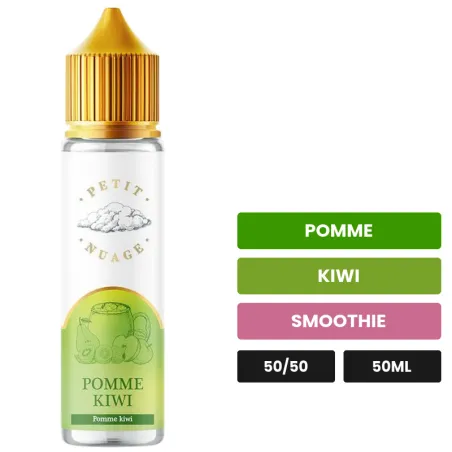 E-liquide Pomme Kiwi de Petit Nuage, 50 ml, saveurs pomme, kiwi et smoothie.