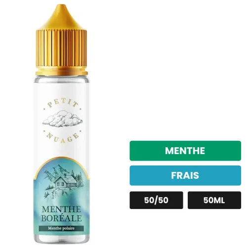 E-liquide Menthe Boréale de Petit Nuage, 50 ml, saveurs menthe et frais.