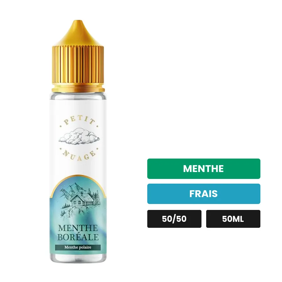 E-liquide Menthe Boréale de Petit Nuage, 50 ml, saveurs menthe et frais.