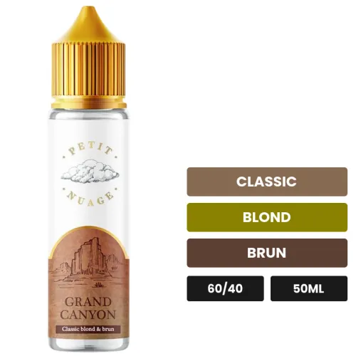 E-liquide Grand Canyon de Petit Nuage, 50 ml, saveurs classic, blond et brun.