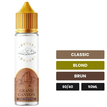 E-liquide Grand Canyon de Petit Nuage, 50 ml, saveurs classic, blond et brun.