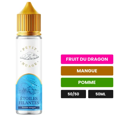 E-liquide Étoiles Filantes de Petit Nuage, 50 ml, saveurs fruit du dragon, mangue et pomme.