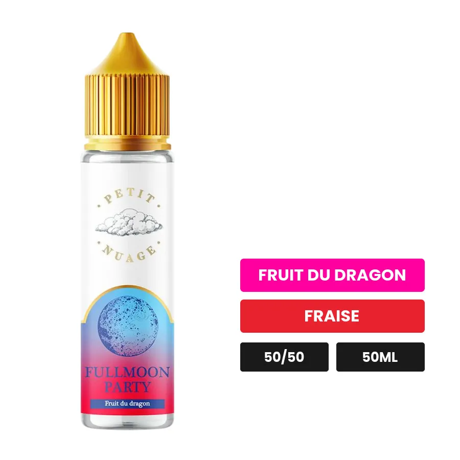 E-liquide Full Moon Party de Petit Nuage, 50 ml, saveurs fruit du dragon et fraise.