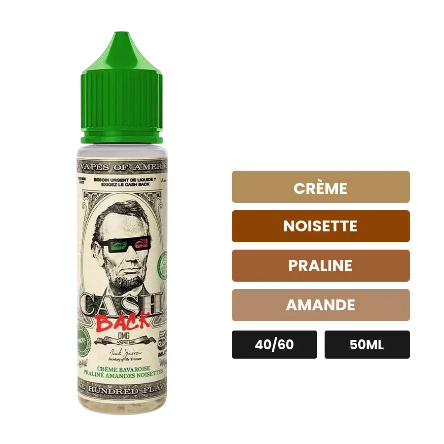 E-liquide Cash Back de Swoke, 50 ml, saveurs crème, noisette, praline et 1 autre.