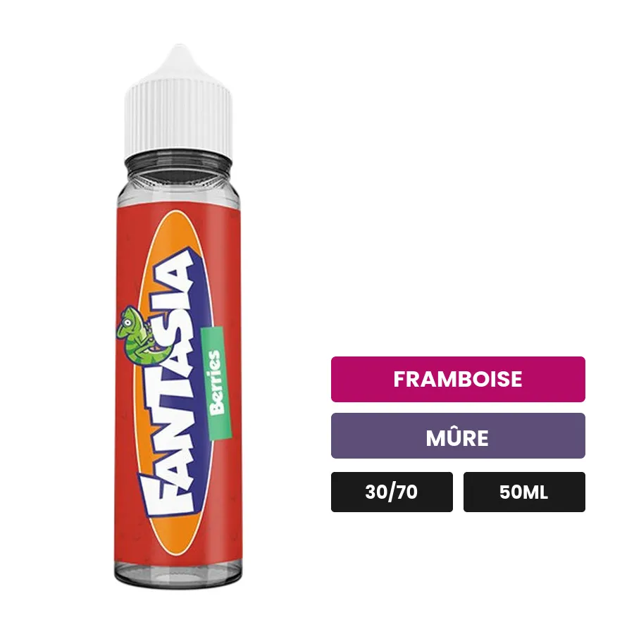 E-liquide Berries Fantasia de Liquideo, 50 ml, saveurs framboise et mûre.