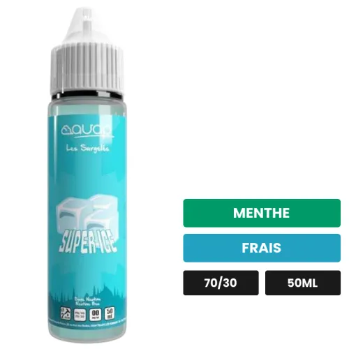 E-liquide Super Ice d'Avap, 50 ml, saveurs menthe et frais.