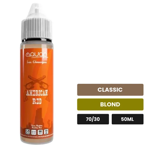 E-liquide American Red d'Avap, 50 ml, saveurs classic et blond.