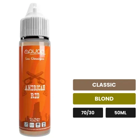 E-liquide American Red d'Avap, 50 ml, saveurs classic et blond.