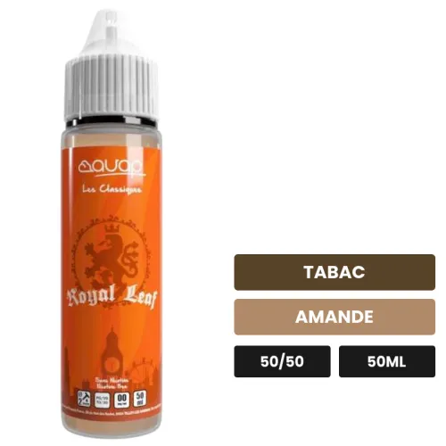 E-liquide Royal Leaf d'Avap, 50 ml, saveurs tabac et amande.