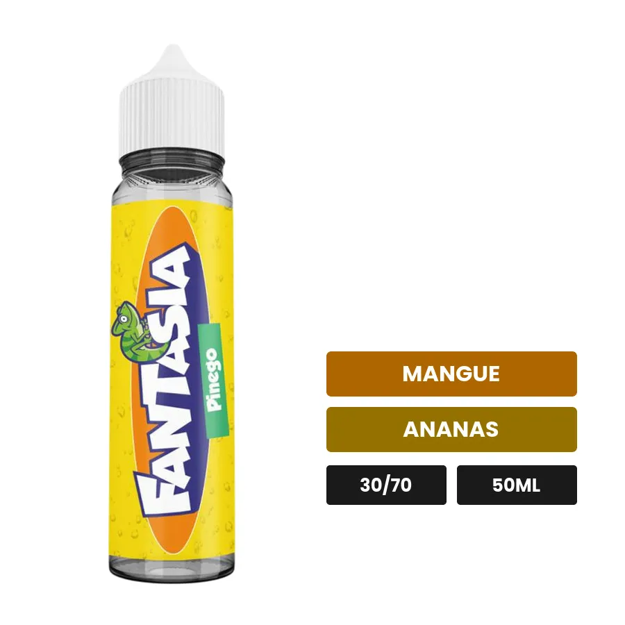 E-liquide Pinego Fantasia de Liquideo, 50 ml, saveurs mangue et ananas.