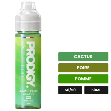 E-liquide Pomme Poire Cactus Vape Maker de Prodigy, 50 ml, saveurs cactus, poire et pomme.