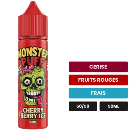E-liquide Cherry Berry Ice de Monster Puff, 50 ml, saveurs cerise, fruits rouges et frais.