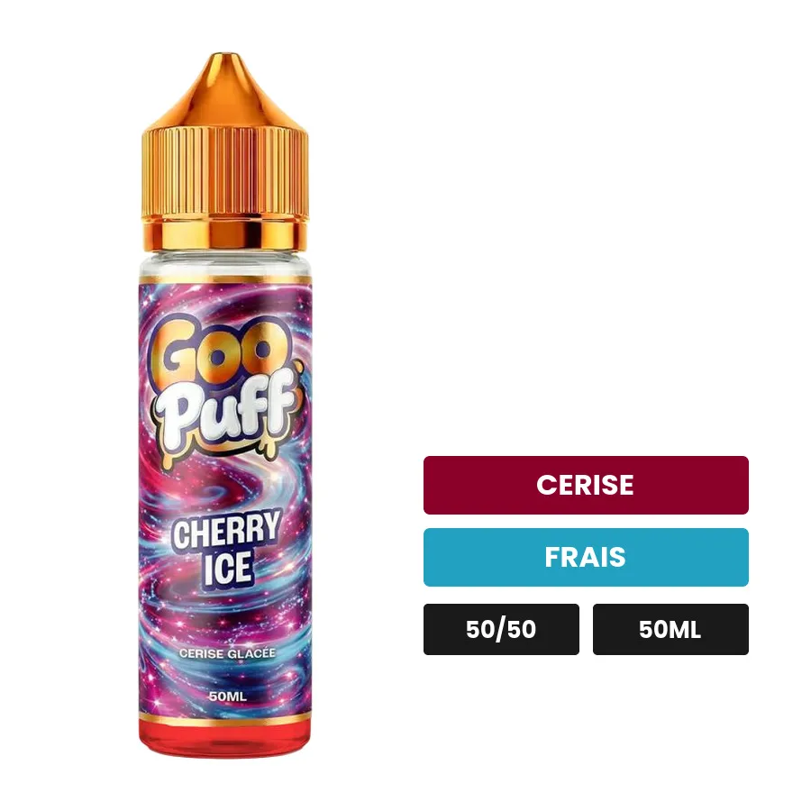 E-liquide Goo Puff Cherry Ice de Goo Puff 50ml, 50 ml, saveurs cerise et frais.