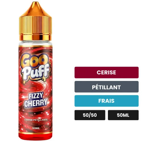 E-liquide Goo Puff Fizzy Cherry de Goo Puff 50ml, 50 ml, saveurs cerise, pétillant et frais.