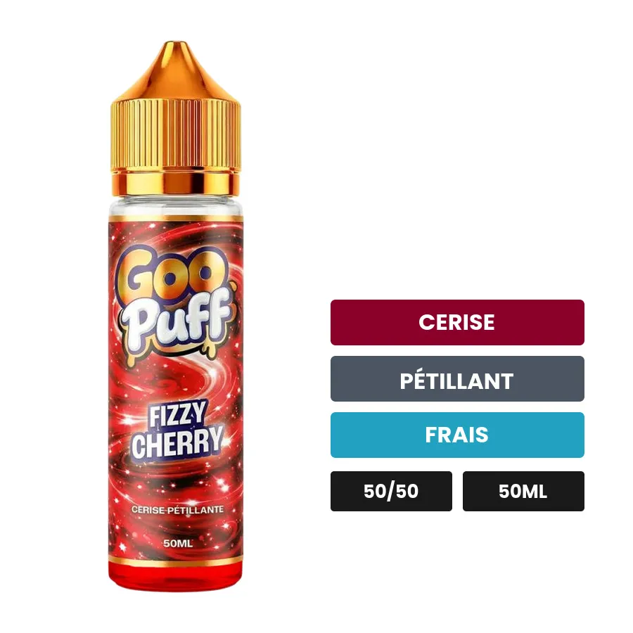 E-liquide Goo Puff Fizzy Cherry de Goo Puff 50ml, 50 ml, saveurs cerise, pétillant et frais.