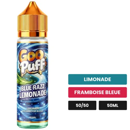 E-liquide Goo Puff Blue Razz Lemonade de Goo Puff 50ml, 50 ml, saveurs limonade et framboise bleue.