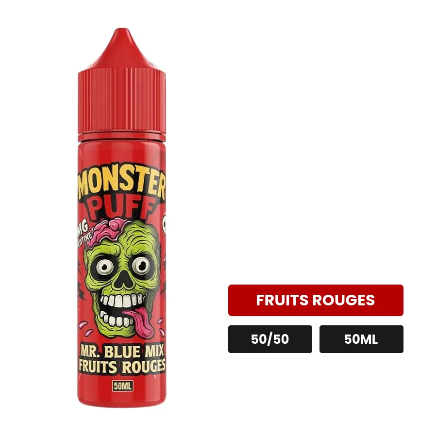 E-liquide MR Blue Mix Fruits Rouges de Monster Puff, 50 ml, saveur fruits rouges.