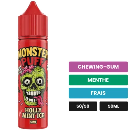 E-liquide Holly Mint Ice de Monster Puff, 50 ml, saveurs chewing-gum, menthe et frais.