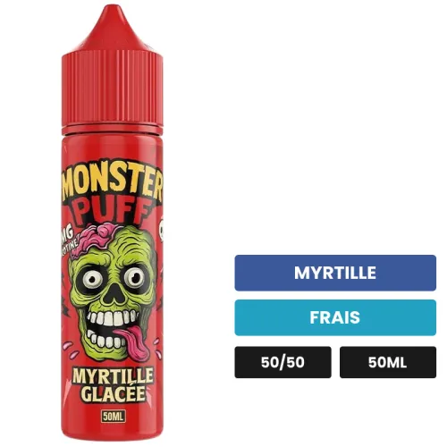 E-liquide Myrtille Glacée de Monster Puff, 50 ml, saveurs myrtille et frais.