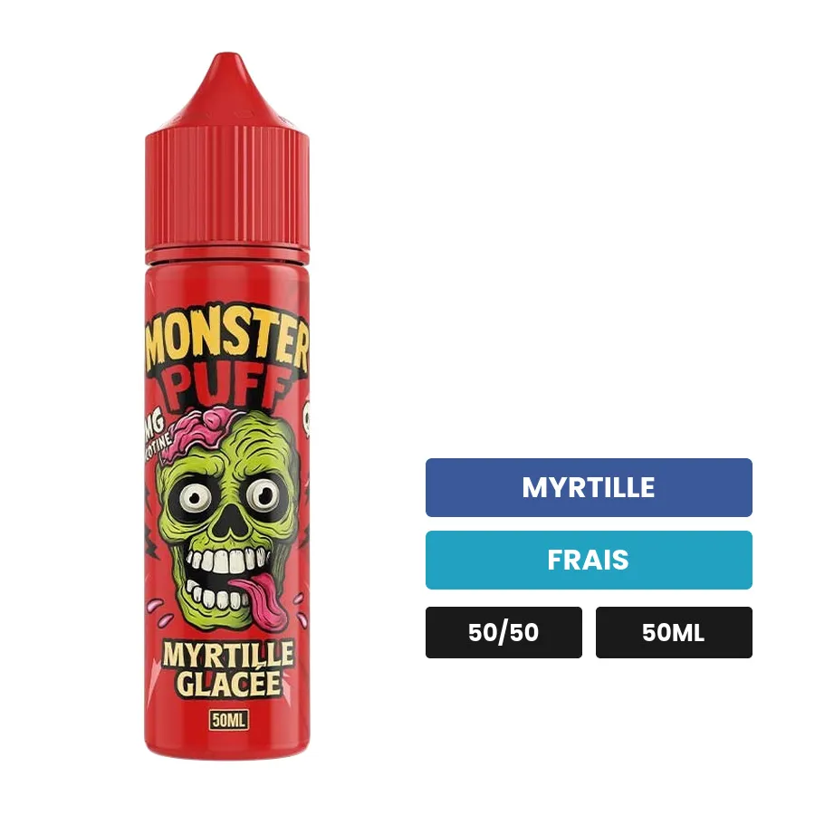 E-liquide Myrtille Glacée de Monster Puff, 50 ml, saveurs myrtille et frais.