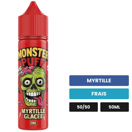 E-liquide Myrtille Glacée de Monster Puff, 50 ml, saveurs myrtille et frais.