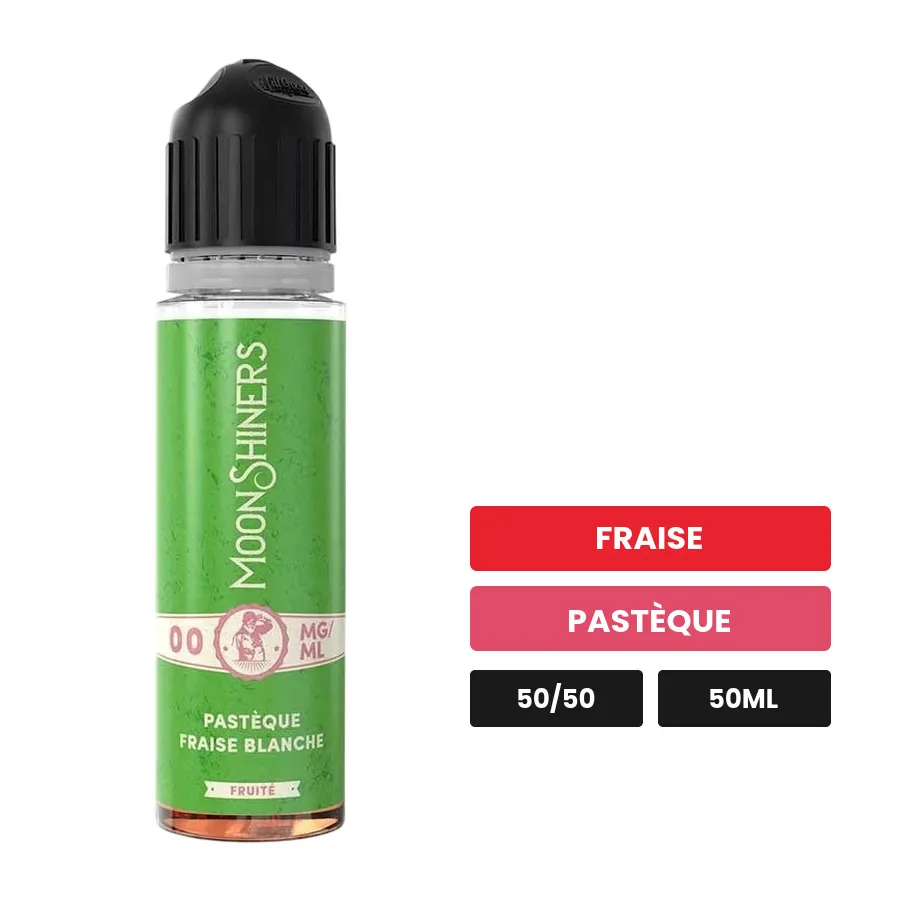 E-liquide Pastèque Fraise Blanche 50ML - Moonshiners/Le French Liquide, 50 ml, saveurs fraise et pastèque.
