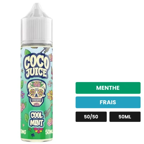 E-liquide Cool Mint de Coco Juice, 50 ml, saveurs menthe et frais.