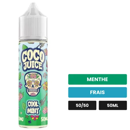 E-liquide Cool Mint de Coco Juice, 50 ml, saveurs menthe et frais.