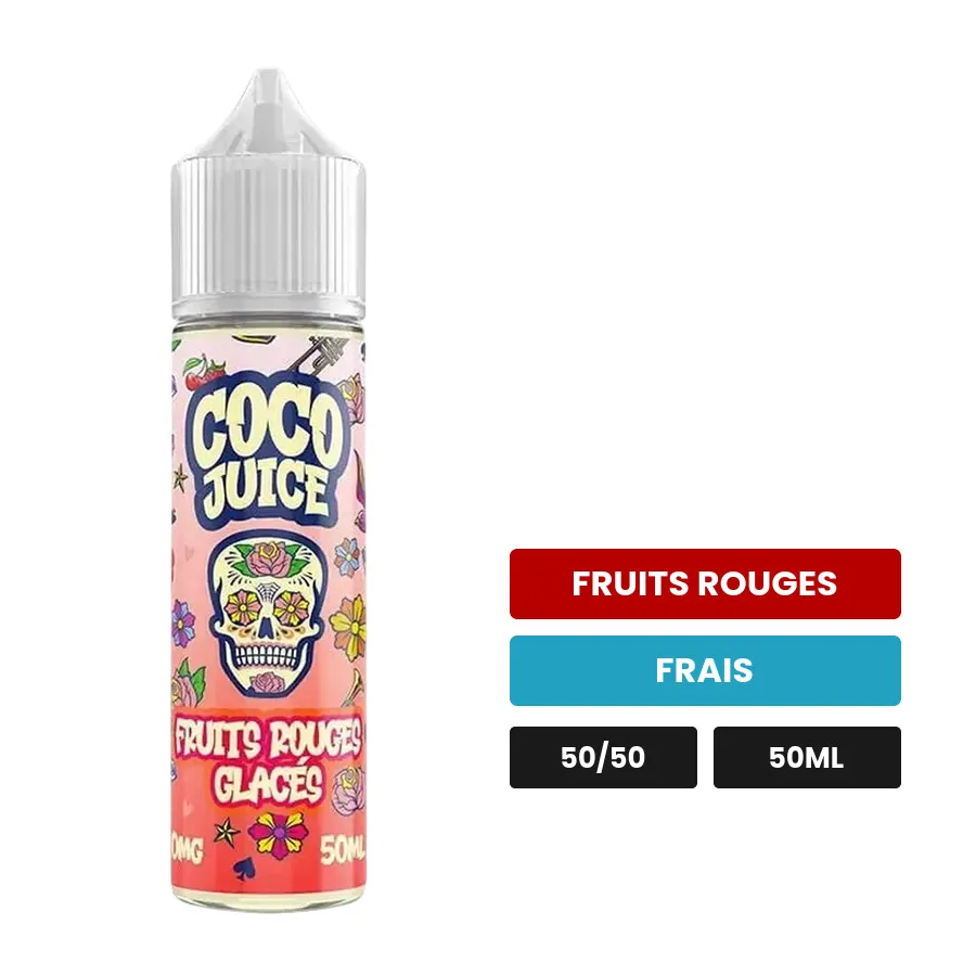E-liquide Fruits Rouges Glacés de Coco Juice, 50 ml, saveurs fruits rouges et frais.