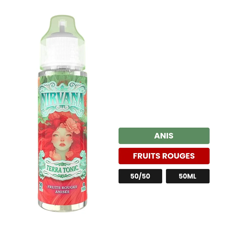 E-liquide Terra Tonic de Nirvana, 50 ml, saveurs anis et fruits rouges.