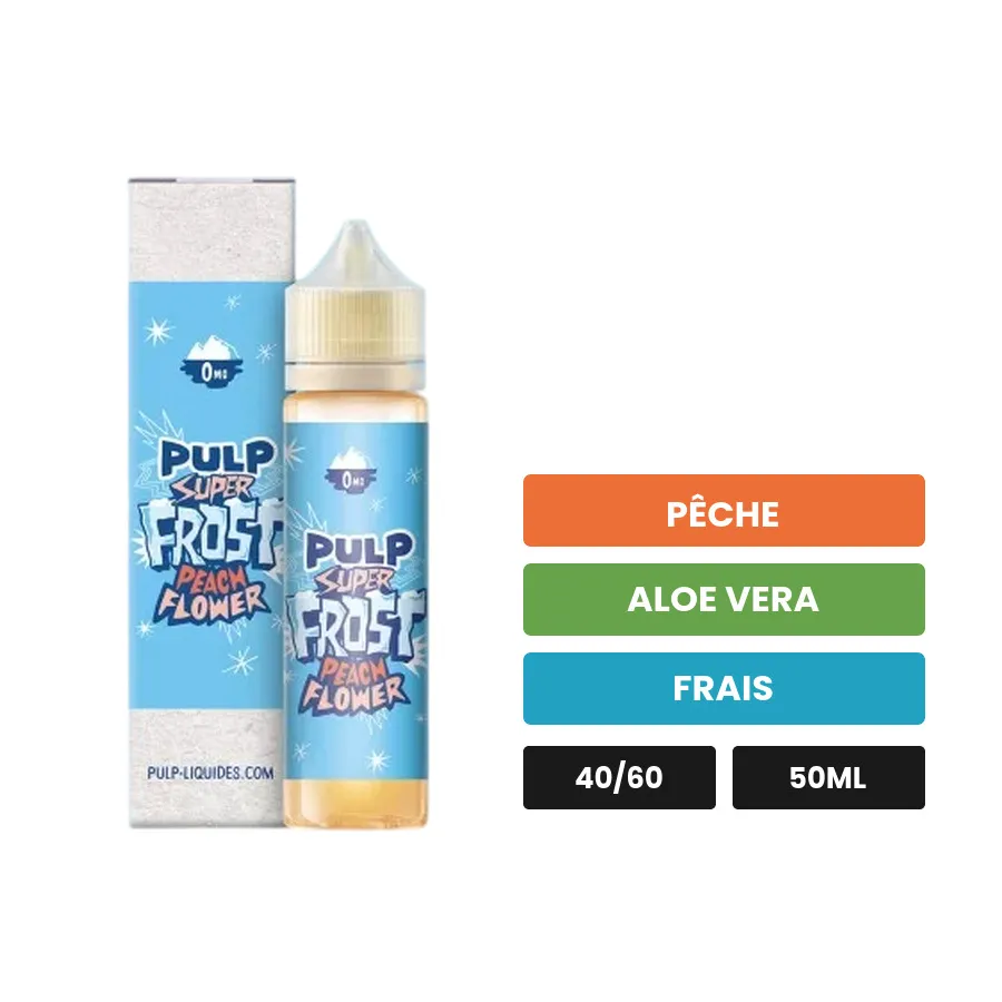 E-liquide Peach Flower de Pulp, 50 ml, saveurs pêche, aloe vera et frais.