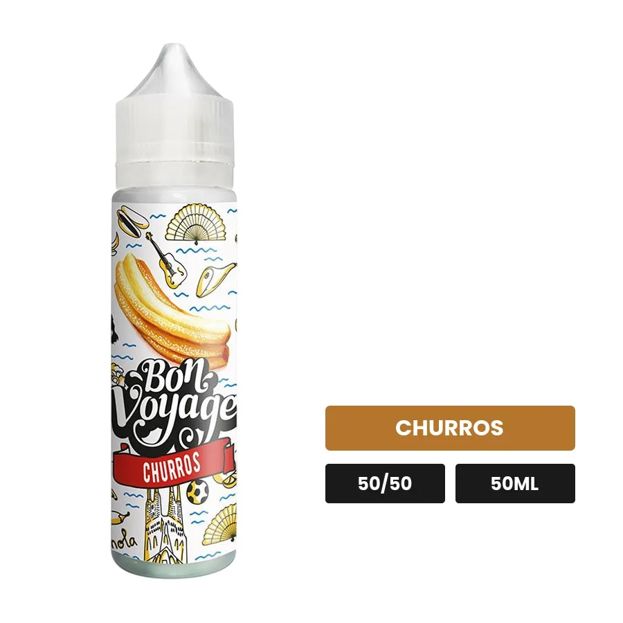 E-liquide Churros de Bon Voyage, 50 ml, saveur churros.