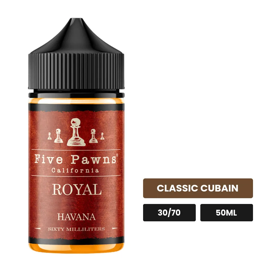 E-liquide Royal Classic Havana de Five Pawns, 50 ml, saveur classic cubain.