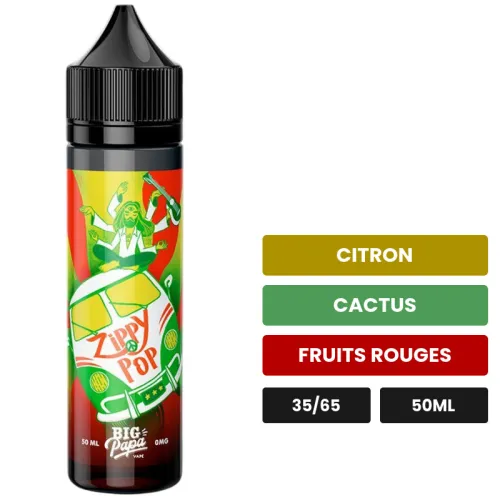E-liquide Zippy Pop de Big Papa, 50 ml, saveurs citron, cactus et fruits rouges.
