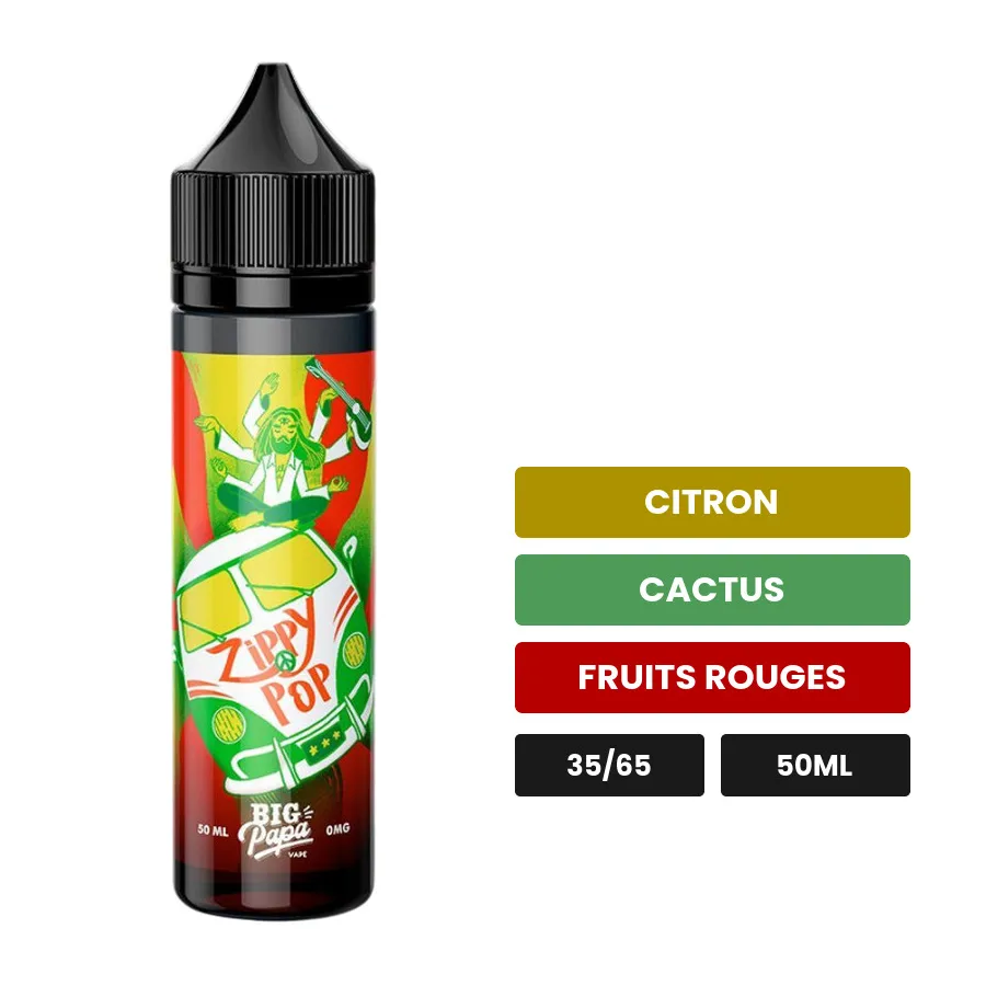 E-liquide Zippy Pop de Big Papa, 50 ml, saveurs citron, cactus et fruits rouges.