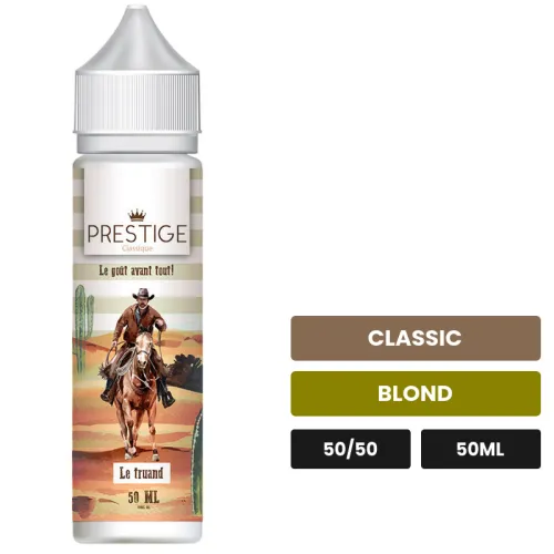 E-liquide Le Truand de Prestige, 50 ml, saveurs classic et blond.