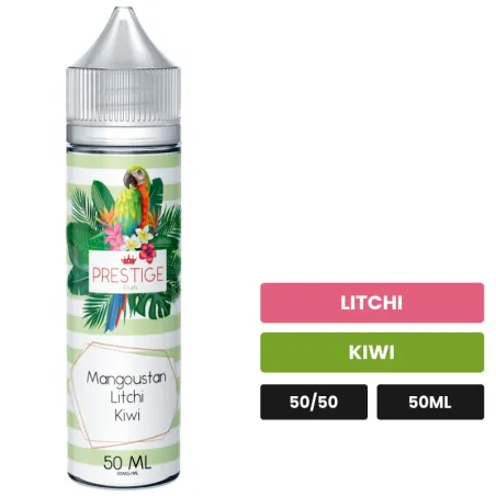 E-liquide Mangoustan, Litchi, Kiwi de Prestige Fruits, 50 ml, saveurs litchi et kiwi.