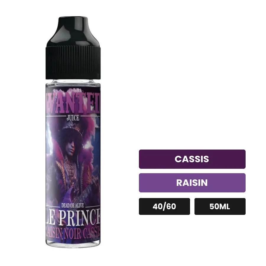 E-liquide Le Prince de Wanted Juice, 50 ml, saveurs cassis et raisin.