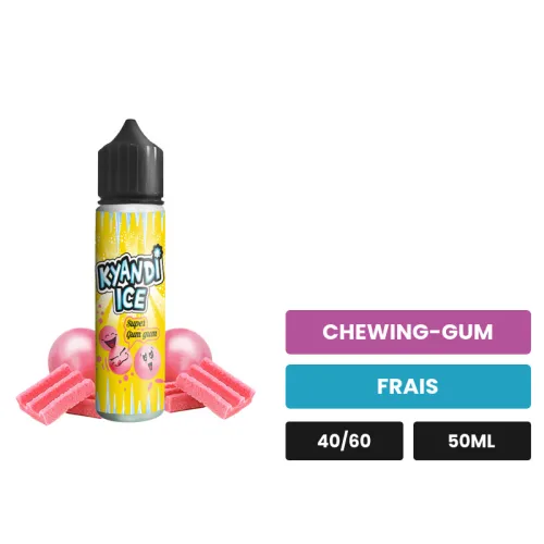 E-liquide Super Gum Gum Ice de Kyandi Shop, 50 ml, saveurs chewing-gum et frais.