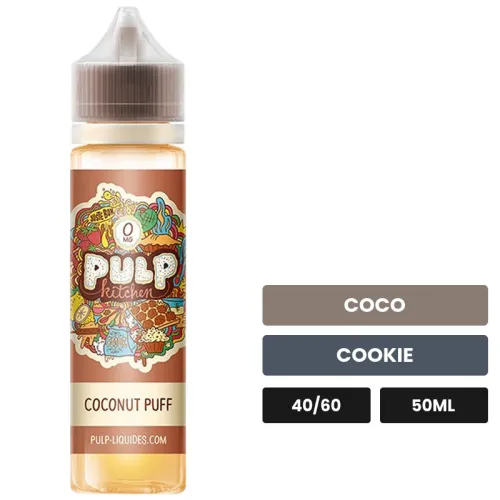 E-liquide Coconut Puff de Pulp, 50 ml, saveurs coco et cookie.