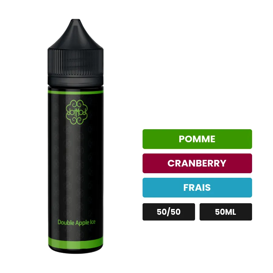 E-liquide Double Apple Ice de Dotmod, 50 ml, saveurs pomme, cranberry et frais.
