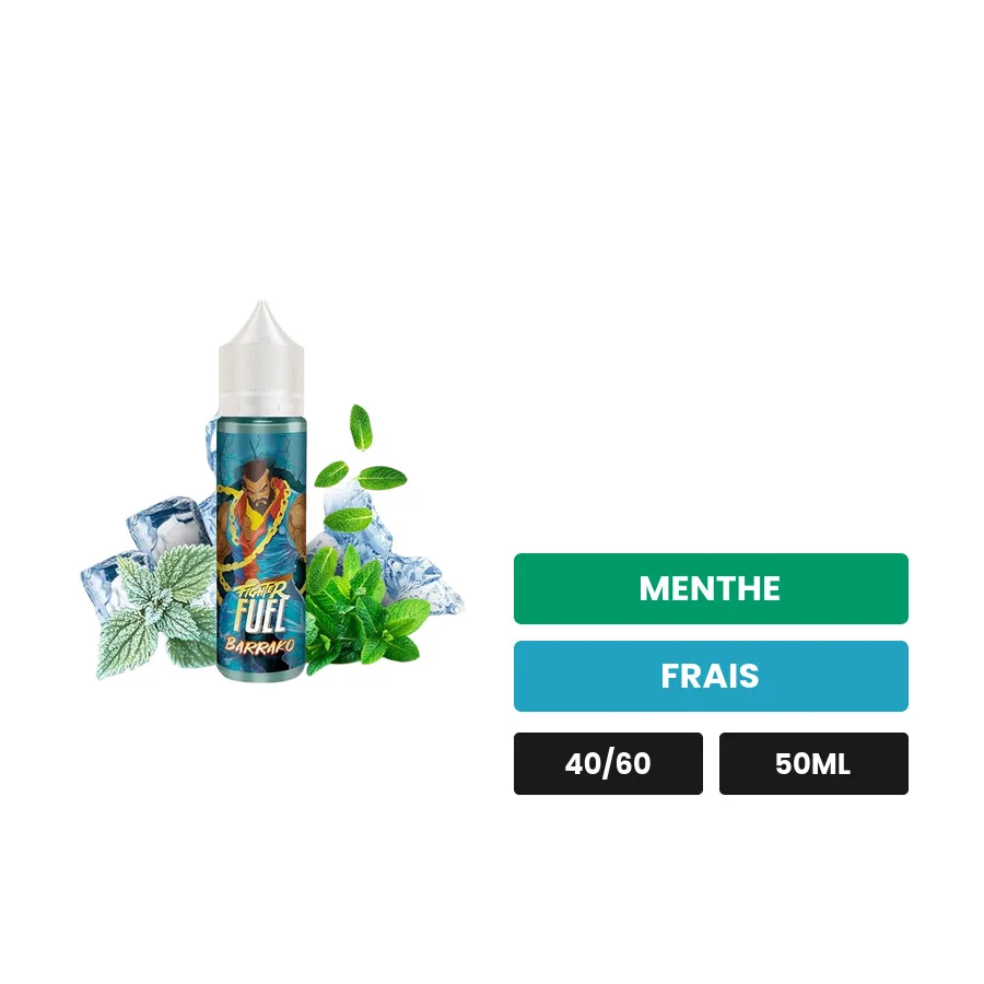 E-liquide Barrako de Maison Fuel, 50 ml, saveurs menthe et frais.