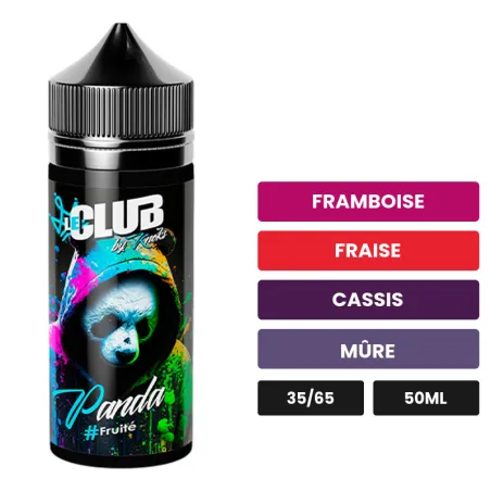 E-liquide Panda de Knoks, 50 ml, saveurs framboise, fraise, cassis et 1 autre.