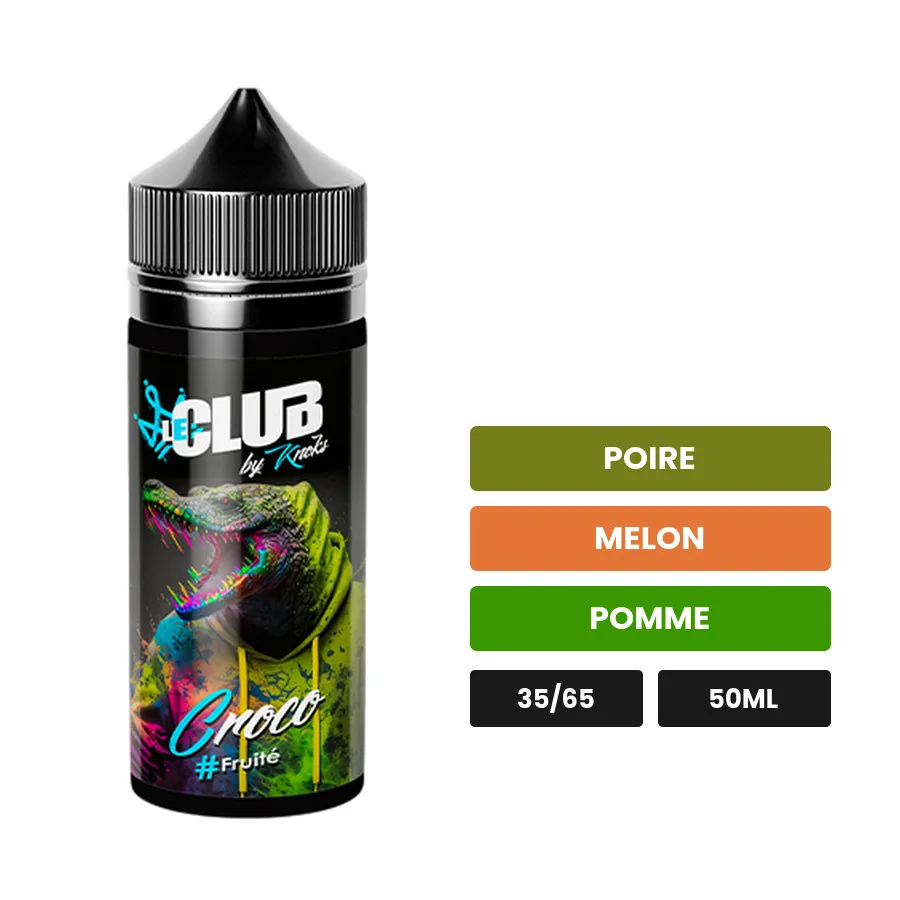 E-liquide Croco de Knoks, 50 ml, saveurs poire, melon et pomme.