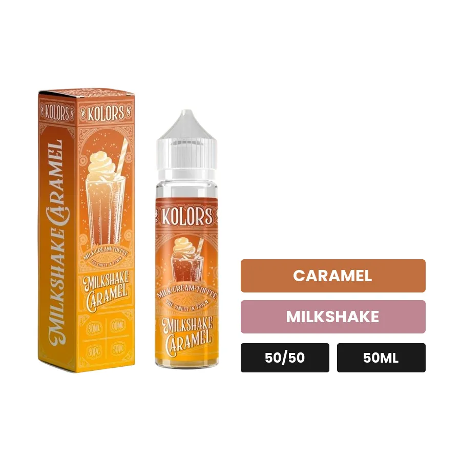 E-liquide Milkshake Caramel de Kolors, 50 ml, saveurs caramel et milkshake.
