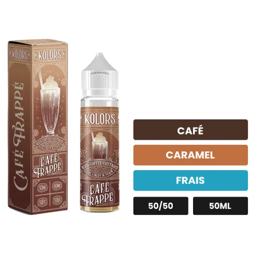 E-liquide Café Frappé de Kolors, 50 ml, saveurs café, caramel et frais.